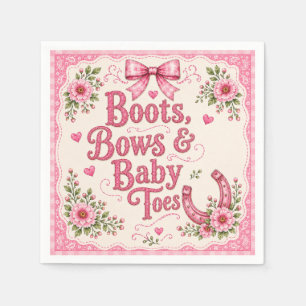 Pink Cowgirl Baby Shower Paper Plates Boots Bows Napkin