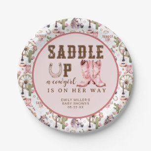 Pink Cowgirl Baby Shower Saddle Up Party Plate