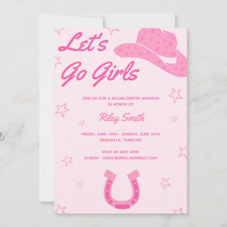Pink Cowgirl Bachelorette Party Invitation