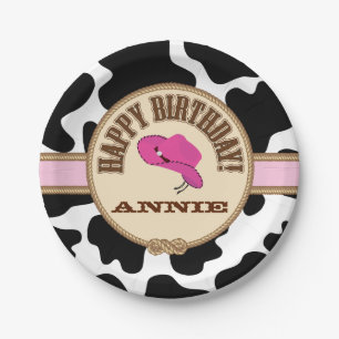 Pink Cowgirl Birthday, Customisable Plates