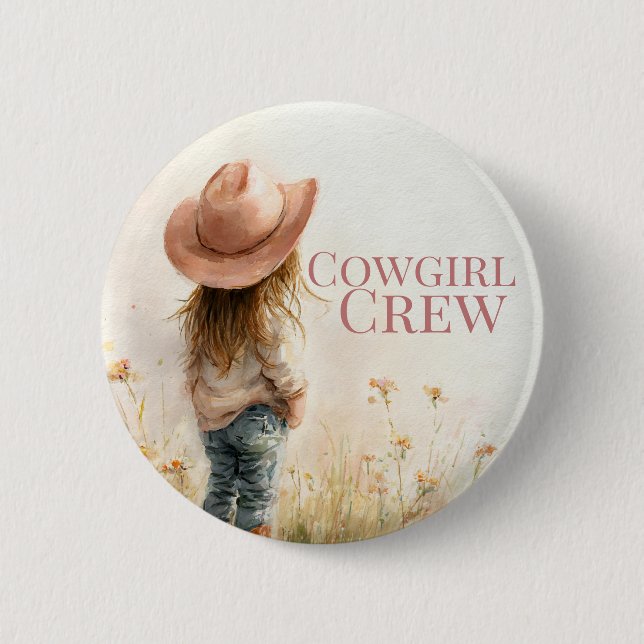 Pink Cowgirl Birthday | Farm Theme 1st  6 Cm Round Badge (Front)