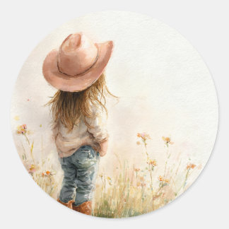Pink Cowgirl Birthday | Farm Theme 1st Classic Round Sticker