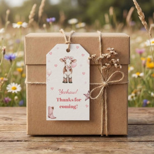 Pink Cowgirl Birthday Invitation   Farm Theme 1st  Gift Tags