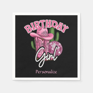Pink Cowgirl Birthday Western Glam Personalised Napkin