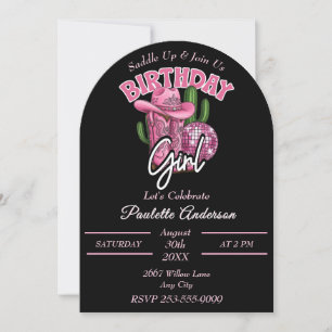 Pink Cowgirl Birthday with Western Glam Style Invitation