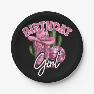 Pink Cowgirl Birthday with Western Glam Style Paper Plate