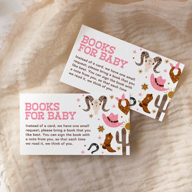 Pink Cowgirl Books for Baby Western Rodeo Shower Enclosure Card (Creator Uploaded)