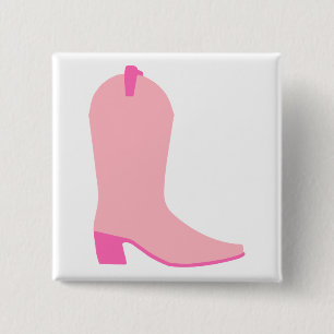 Pink Cowgirl Boot 15 Cm Square Badge