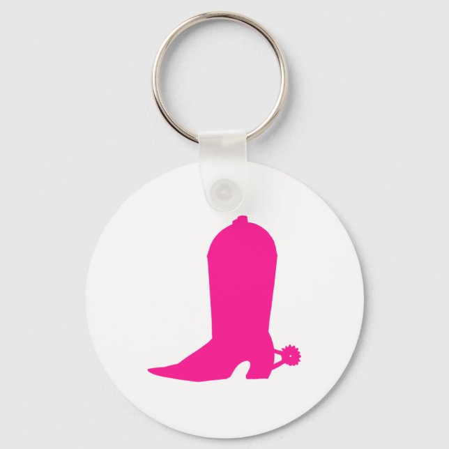 Pink Cowgirl Boot Key Ring (Front)