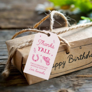 Pink Cowgirl Boots Rodeo Gift Tags