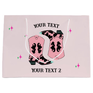 Pink Cowgirl Boots Rodeo Large Gift Bag