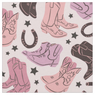 Pink Cowgirl Boots Western Rodeo Girl Southern Fabric