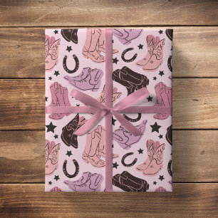 Pink Cowgirl Boots Western Rodeo Girl Southern Wrapping Paper