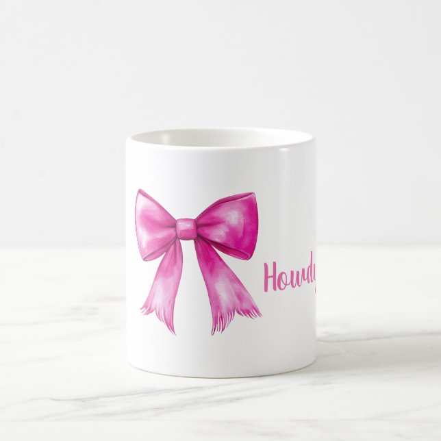 Pink Cowgirl Bow Howdy Coffee Mug (Center)