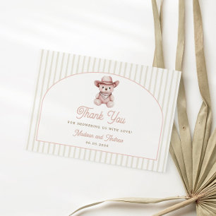 Pink Cowgirl Clotheline Baby Shower Thank You Enclosure Card