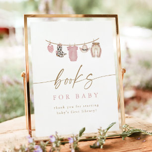 Pink Cowgirl Clothesline Books for Baby Sign