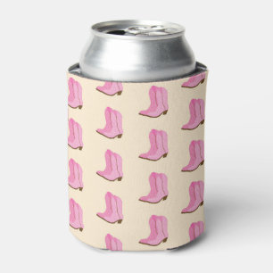 Pink Cowgirl Cowboy Boots Country Texas Ranch Can Cooler