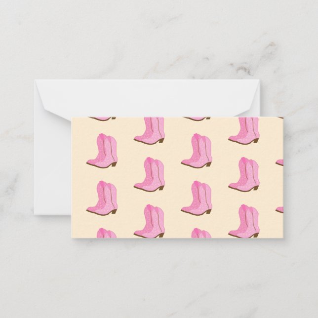 Pink Cowgirl Cowboy Boots Country Texas Ranch Card (Front)