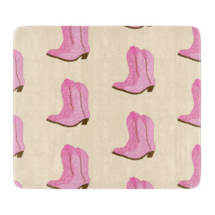 Pink Cowgirl Cowboy Boots Country Texas Ranch Cutting Board