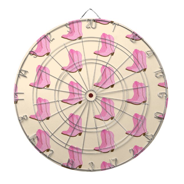 Pink Cowgirl Cowboy Boots Country Texas Ranch Dartboard (Front)