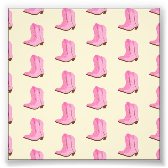 Pink Cowgirl Cowboy Boots Country Texas Ranch Photo Print (Front)