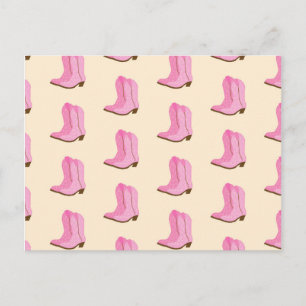 Pink Cowgirl Cowboy Boots Country Texas Ranch Postcard
