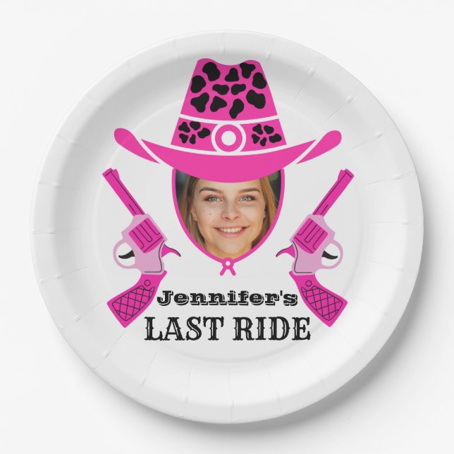 Pink Cowgirl Custom Photo   Paper Plate (Front)