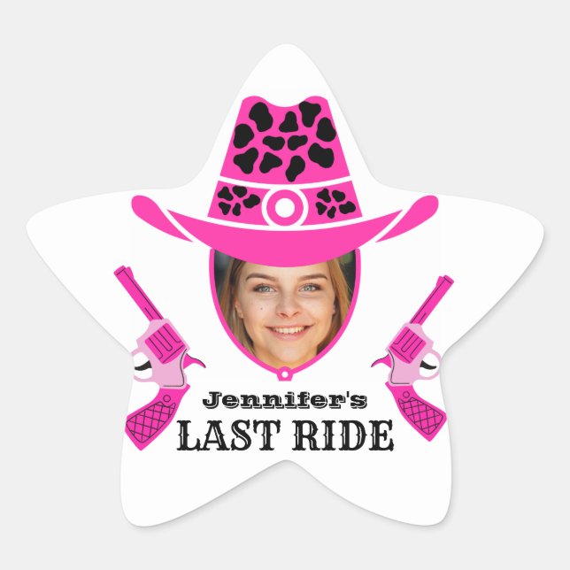 Pink Cowgirl Custom Photo    Star Sticker (Front)