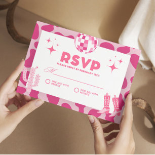 Pink Cowgirl Disco Will You Join Us RSVP Enclosure Card