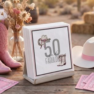 Pink cowgirl Elegant 50 and Fabulous Birthday Napkin