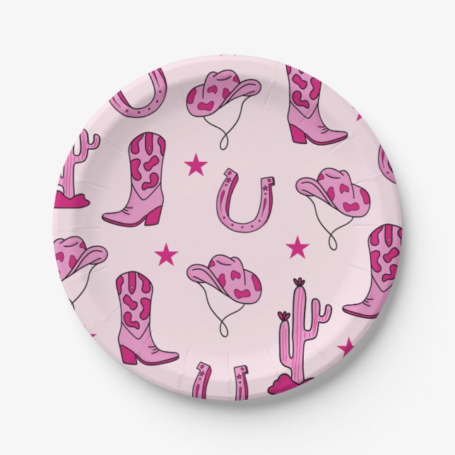 Pink Cowgirl First Rodeo Plates (Front)