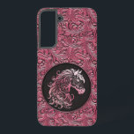 Pink cowgirl floral tooled leather horse head samsung galaxy case<br><div class="desc">Pink cowgirl floral tooled leather design with a floral horse head,  western style leather design. Available in more colours. For horse lovers,  equestrians.</div>