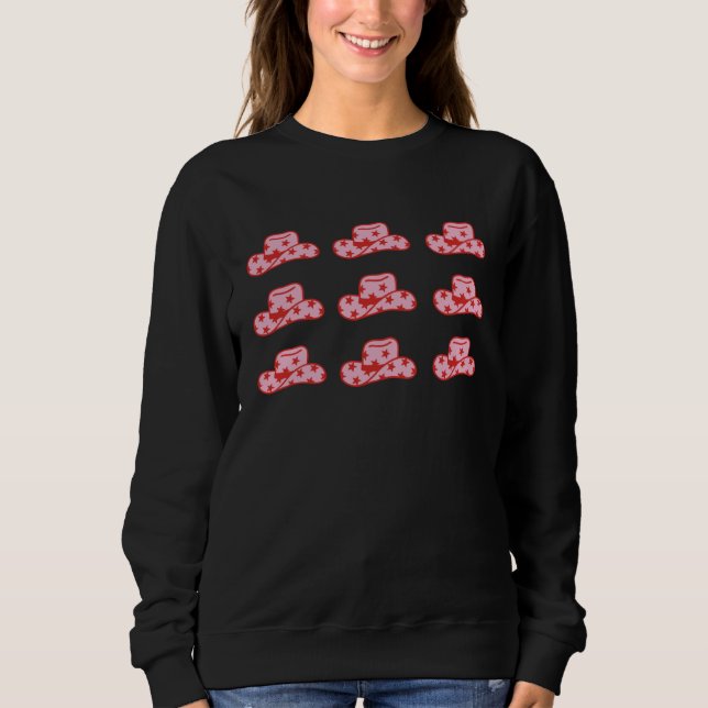 Pink Cowgirl Hat Country matching Western Cowgirls Sweatshirt (Front)