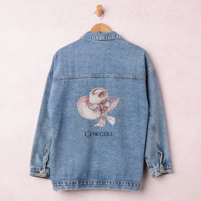 Pink Cowgirl Hat Denim Jacket (Hangar)