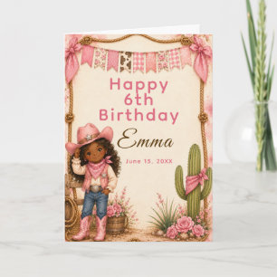 Pink Cowgirl Hoedown Birthday Party Card