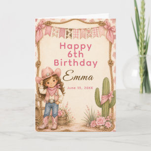 Pink Cowgirl Hoedown Birthday Party Card