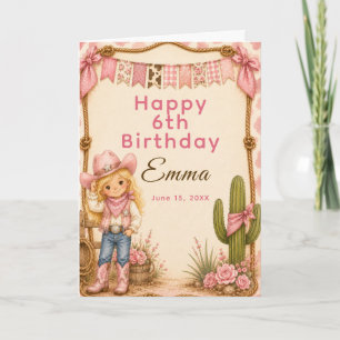Pink Cowgirl Hoedown Birthday Party Card
