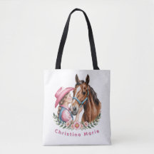 Pink Cowgirl Kissing a Horse Birthday Party Gift