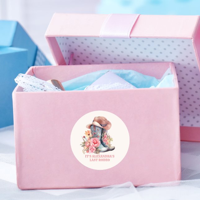 Pink Cowgirl Nashville Let's Go Girls Bachelorette Classic Round Sticker (Creator Uploaded)