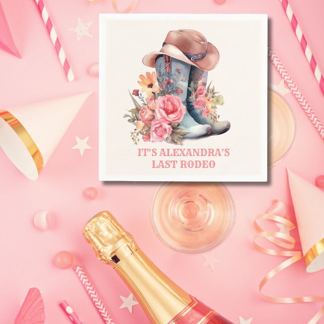 Pink Cowgirl Nashville Let's Go Girls Bachelorette Napkin (Creator Uploaded)