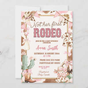 Pink Cowgirl Not Her First Rodeo Baby Sprinkle Invitation