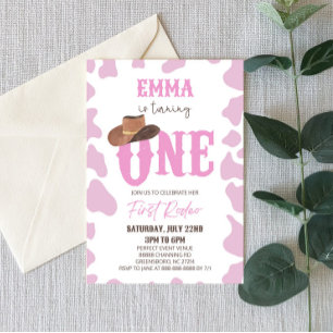Pink Cowgirl ONE First Rodeo 1st Birthday Party Invitation