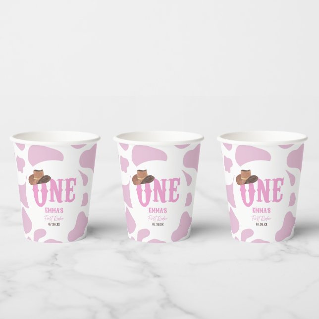 Pink Cowgirl ONE First Rodeo 1st Birthday Party Paper Cups (Multi)