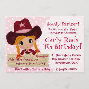 Pink Cowgirl Party Invitation