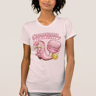 Pink Cowgirl Pickleball : Coquette Boots and Paddl T-Shirt