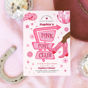 Pink Cowgirl Pink Pony Club Birthday Party Invitation