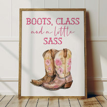 Pink Cowgirl Poster Kids Western Room Decor