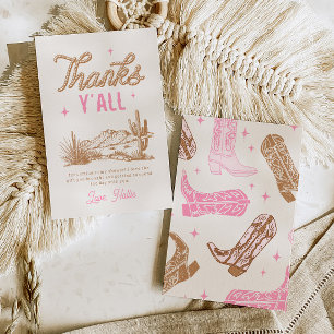Pink Cowgirl Thank You Card
