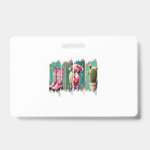Pink Cowgirl Valentine Png, Heart Png ID Badge