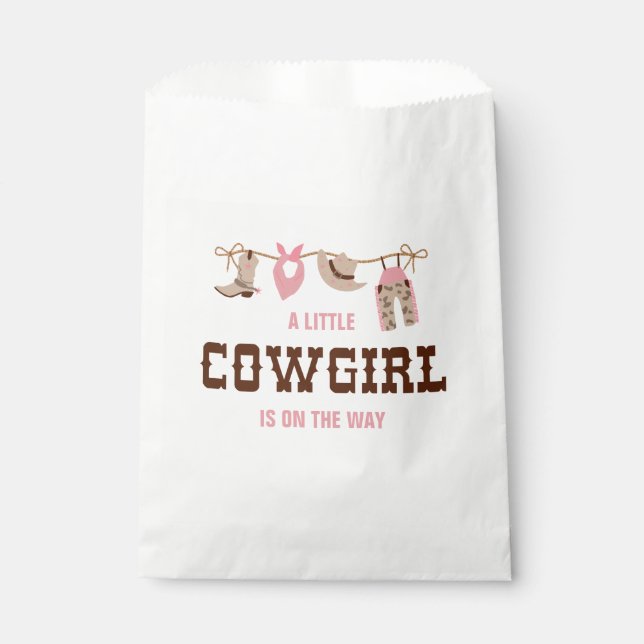 Pink Cowgirl Western Baby Shower Favour Bags (Front)